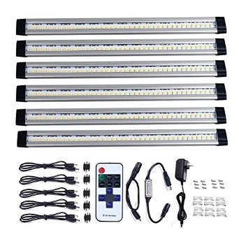 B-right 12-inch Dimmable LED Under Cabinet Lighting, 48W Fluorescent Tube Equivalent, 6 Panels Kits, Total of 24W, 1800LM, 3000K, Warm White Ideal for Countertops, Closets, Pantries, Bookshelves