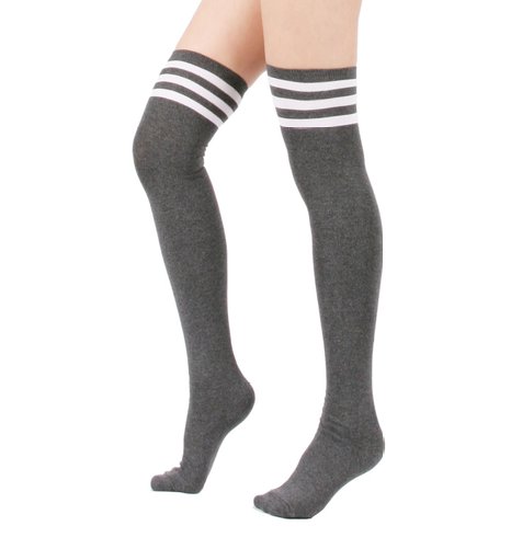 Zando Women Triple Stripe Tube Dresses Over the Knee High Socks