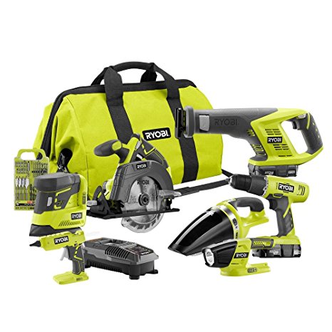 Ryobi 18-Volt ONE  Cordless Lithium-Ion 7-Tool Combo Kit P1909N