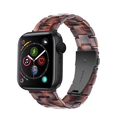 Herbstze for Apple Watch Band 38mm/40mm, Fashion Resin iWatch Band Bracelet with Metal Stainless Steel Buckle for Apple Watch Series 3 Series 2 Series 1 (Coffee)