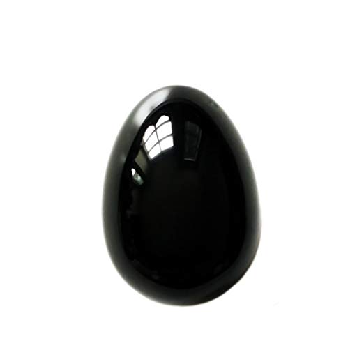 Yoni Egg, Drilled, Made of Obsidian Gemstone, Entry Level Affordable, Most Popular Medium Size, Manually Polished, with Instructions, by Polar Jade