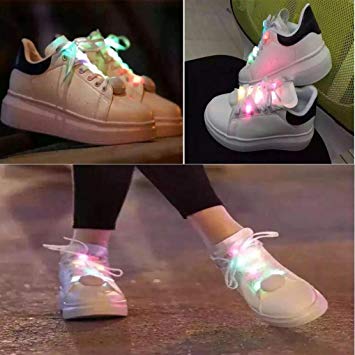 Quartly LED 7 Color Change Shoelace Luminous Glow Light Up Nylon Strap Night Club Party (100cm)
