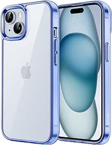 JETech Cover per iPhone 15 Plus 6,7 Pollici, Anti Ingiallimento Custodia con Antiurto, Anti-Graffio e Retro Trasparente (Blu Scuro)