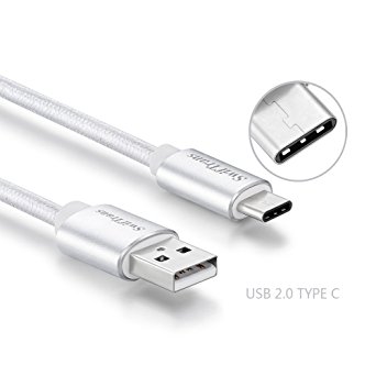 Type C Cable, Swiftrans 6.6 Ft (2M) Braided Sync & Charging Cable with Reversible Connector for New Macbook 12 inch, ChromeBook Pixel, Nexus 5X, Nexus 6P, Nokia N1 Tablet, OnePlus 2 and More (Silver)