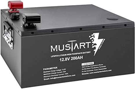 Mustart 12.8V 180Ah Lithium Iron Phosphate Battery, Deep Cycles LiFePO4 Battery, No Welding Easy to Replace and Maintenance, Built-in BMS and Self-Test Module, Best for RV, Solar System