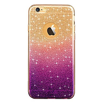 TYoung [Gradient Color] Soft TPU Full Around Shockproof Bling Bright Case Anti-Scratch Cover Shell Bumper Skin Protector for iPhone 7 - Gradient Purple
