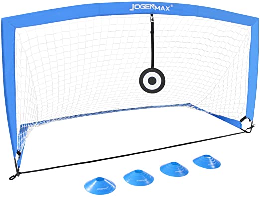 JOGENMAX Portable Soccer Goals, Pop-Up Soccer Goal Net with Aim Target, 1PCS, with Agility Training Cones, Indoor or Outdoor Soccer Goal for Kids & Adults Size 6‘X3’X3‘