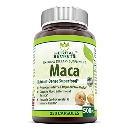 Herbal Secrets Maca 500 Mg 250 Caps - Supports Reproductive Health - Energizing Herb*
