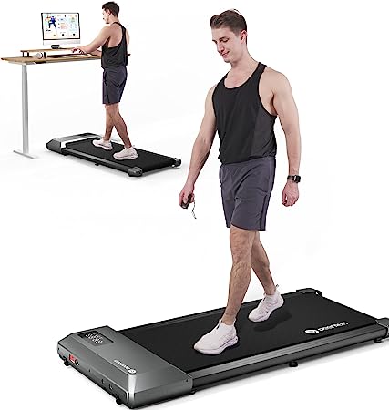 DeerRun Walking Pad, 2 in1 Under Desk Treadmill, Walking Pad Treadmill 300 lb Capacity, Mini Treadmill with Remote Control, Treadmill for Home Office Under Desk, Installation-Free