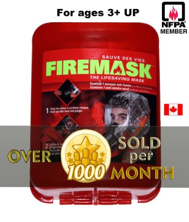 FIREMASK Emergency Escape Hood Oxygen Mask Smoke Mask Gas Mask Respirator for Industrial and Urban Survival - Protects for 60 Min Against Fire Gas and Smoke Inhalation  Great for Home Office Truck High Rise Buildings Get Peace of Mind Now