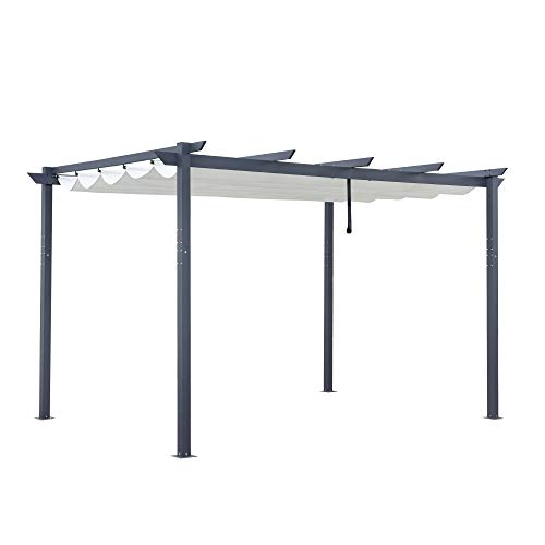 ALEKO PERGWT10X13 Aluminum Outdoor Retractable Canopy Pergola - 13 x 10 Ft - Cream White Color