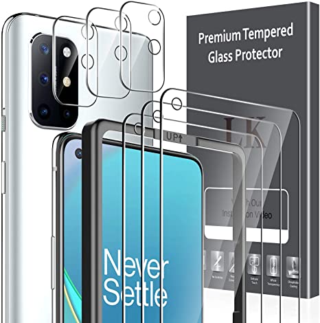 LK [6 Pack] 3 Pack Screen Protector   3 Pack Camera Lens Protector for OnePlus 8T, Tempered Glass, [Easy Frame Installation] HD Ultra-Thin, Anti-Scratch