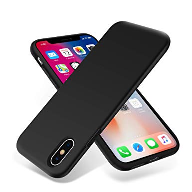 OTOFLY iPhone Xs Case/iPhone X Case,Ultra Slim Fit iPhone Case Liquid Silicone Gel Cover with Full Body Protection Anti-Scratch Shockproof Case Compatible with iPhone X/XS,Black [Upgraded Version]