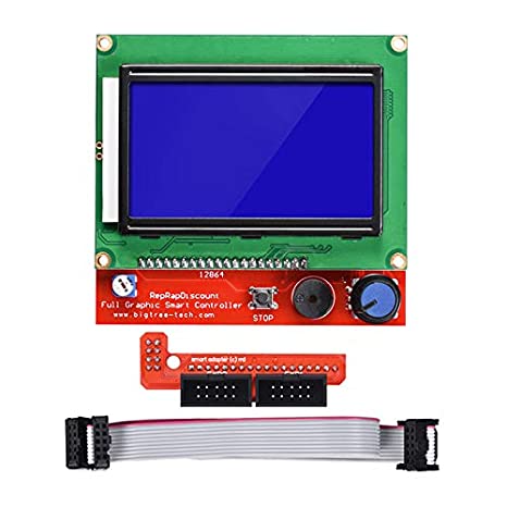 HiLetgo 3D Printer Reprap Smart Controller 12864 LCD Display with Smart Controller Board for 3D Printer RAMPS 1.4 Reprap Mendel Prusa for Arduino 128x64 LCD Blue Color