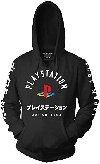 Ripple Junction Playstation Adult Unisex Logo with Sleeve Hits Pull Over Fleece Hoodie