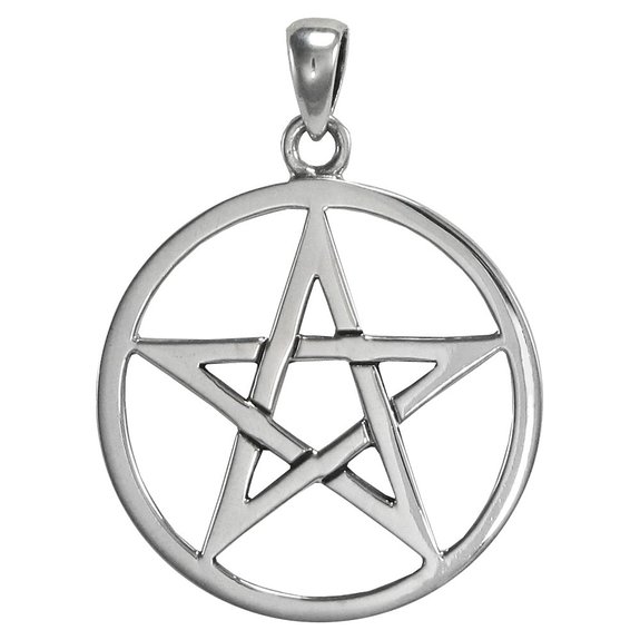 Large Sterling Silver Pentagram Pentacle Pendant for men women Wiccan Jewelry