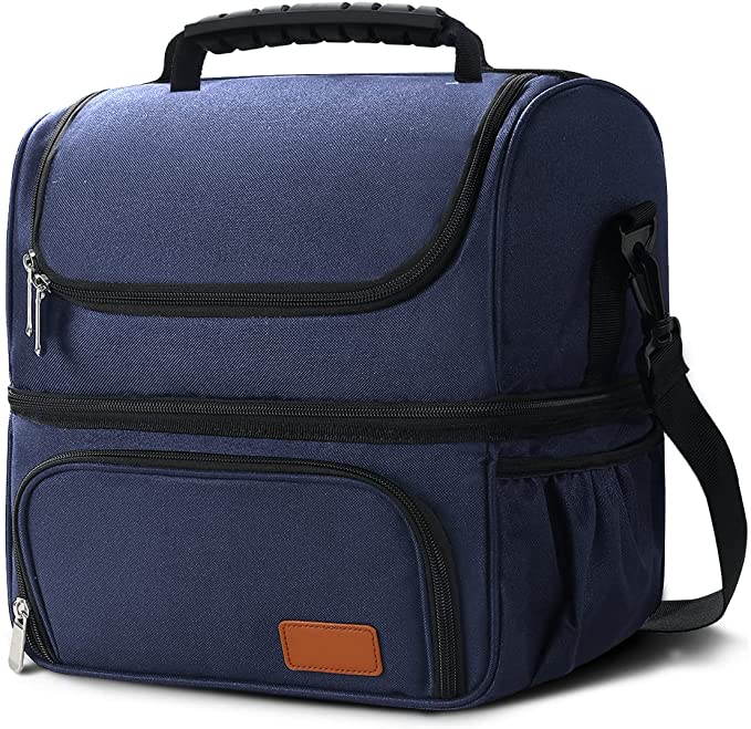 Large Lunch Bag for Work,2 Compartments, 16L(24 Can) ,Lunch Bag for Men Women,Male Lunch Bag for Adults,Blue Lunch Box Keeps Warm or Cold,Waterproof Insulated Lunch Box