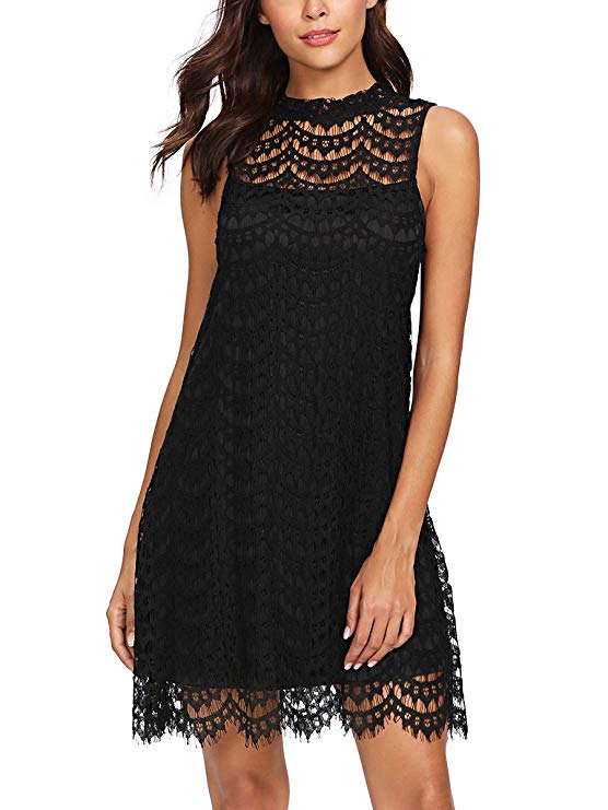 Romwe Women's Lace Sleeveless A Line Elegant Cocktail Evening Party Dress