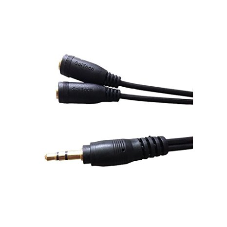 SaiTech 3.5mm Stereo Jack Splitter Cable Adapter for ipod, Mp3 Player, Mobile Phone, Laptop, PC, Headphone Speakers (Black)