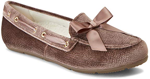 Vionic Women's Haven Alice Holiday Slipper - Ladies Moccasin Concealed Orthotic Arch Support