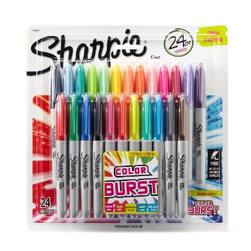 Sharpie Color Burst Permanent Markers, Fine Point, Assorted, 24-Pack (1949557)