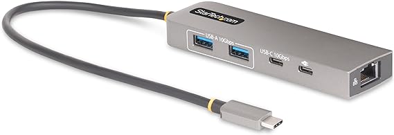 StarTech.com 3-Port USB-C Hub, 2.5 Gbps Ethernet, 100W PD Pass-Through Port, USB 3.2 10Gbps, 2X USB-A/1x USB-C, Portable Hub