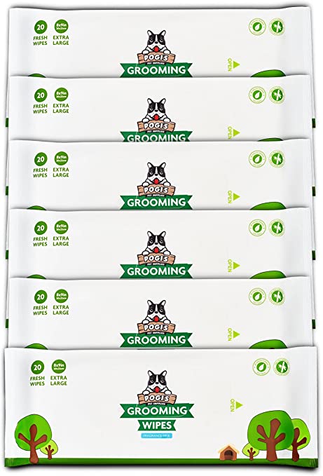 Pogi's Grooming Wipes - 120-Count Travel Pack - Hypoallergenic Pet Wipes for Dogs & Cats - Biodegradable, Fragrance-Free, Deodorising Dog Wipes