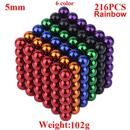 aBrilliantLife 5MM 216 Pieces Multicolored Magnet Balls Toys Sculpture Building Magnetic Blocks Magnets Cube Gift for Intellectual Development -Office Toy Stress Relief Gifts for Teens and ADU 6 Color