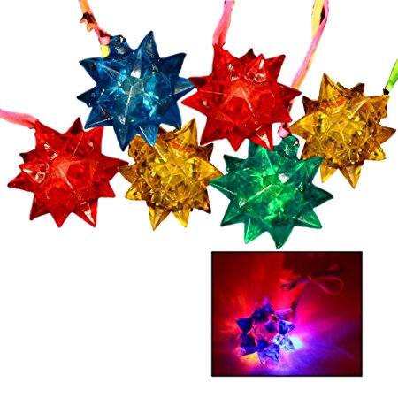 Toy Cubby Light-up Flashing Glowing LED Spiky Jelly Crystal Necklace - 12 pcs