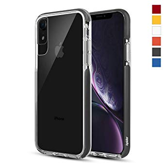 Ispider Crystal Clear Case Designed for iPhone XR, [3-Meter Anti-Fall] Premium Protective, Slim Case for Apple iPhone XR, [Hard PC Back and Dual-Layer Reinforced TPU Bumper Frame] - Black