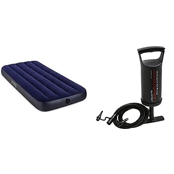 Intex Premium Single Inflatable Air Bed 68950 High Output Air Balloon Pump, Multi Color