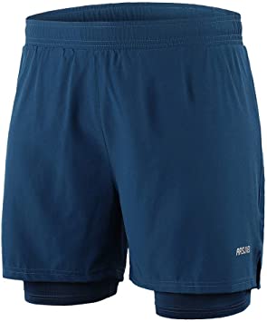 Lixada Men's 2 in 1 Running Athletic Shorts 5" Workout Shorts with Pockets