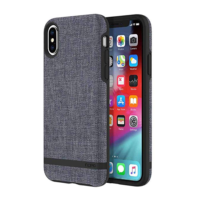 Incipio Carnaby Stylish Slim Protective Case for iPhone Xs (5.8") & iPhone X with Soft Premium Fabric and Anti-Slip Grip - Blue