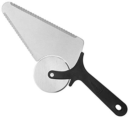 Innovative 3 in 1 Pizza Cutter, Slicer and Server – Extra Sharp Stainless-Steel Wheel Blade – Ant-Slip ergonomically Shaped Handle – for Home or Restaurant Use for Bread, Pie, Calzones, Pastry, Dough