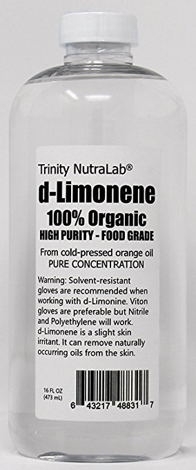 Trinity NutraLab 100% Organic d-Limonene Highest Purity FOOD GRADE. 16 OZ. Full concentration. Vastly superior to low grade " orange oil " Shipped FAST!