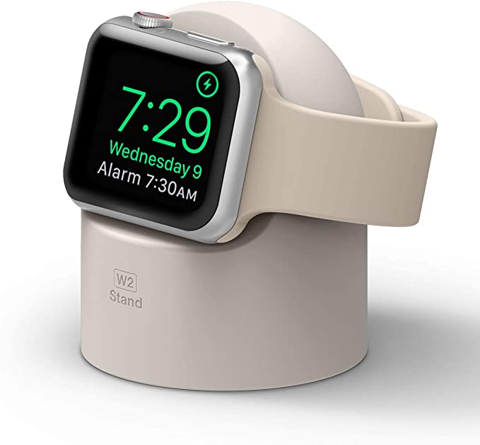 elago W2 Stand Designed for Apple Watch Stand Compatible with All Apple Watch Series and Night Stand Mode (Stone)