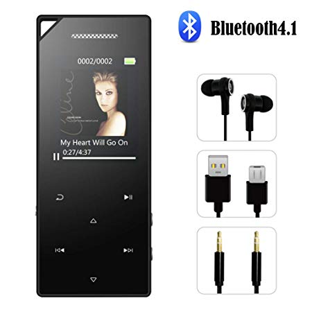 FenQan MP3 Player, Bluetooth 4.1 MP3 Music Player HiFi Sound,8GB Memory Support 128G TF Card,48 Hours Playback Multifunction Video, Photo Viewer, FM Radio-Black