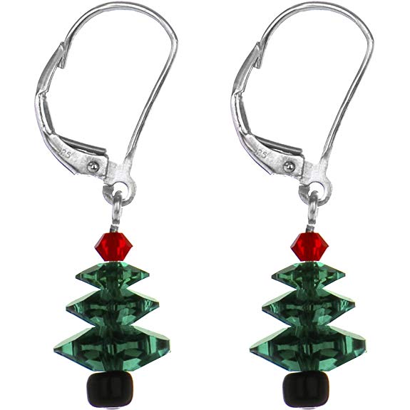 Christmas Tree Earrings Created with Swarovski Crystals