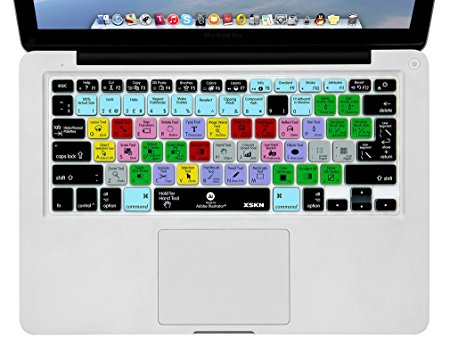 XSKN Adobe Illustrator Shortcuts Keyboard Skin Silicone AI Hotkeys Keyboard Cover for Macbook Air 13 & Macbook Pro 13 15 17, Retina (US / European ISO Keyboard)