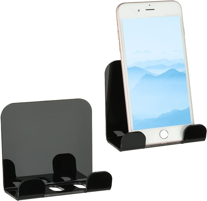 Cosmos 2 Pcs Wall Mount Phone Holder Cell Phone Wall Holder Smartphone Charging Stand Bedside Organizer Storage Bracket Compatible with Most Phone and Mini Tablet for Home Office Bedroom Living Room