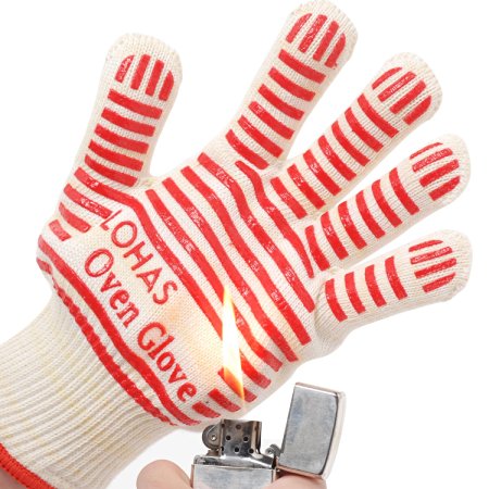 LOHAS Home® BBQ Grilling Cooking Gloves- 932°F Extreme Heat Resistant Gloves, Cut & Heat Resistant Gloves,Chef Baking Supplies,Grill Accessories, EN407 Certified, EN407 Certified,1 Pair