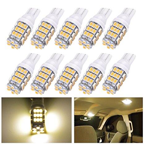 YINTATECH T10 Wedge Side Trailer 42-SMD Warm White LED Interior Light Bulbs Backup Reverse 168 192 2825 194 921 (Pack of 10)