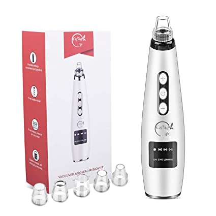 Blackhead Remover, ETEPON Pore Cleanser Vacuum Cleaner 5 Replaceable Heads Rechargeable Blackhead Removal Kit, 5 Suction Modes Electric Facial Acne Remover Extraction Tool (White)