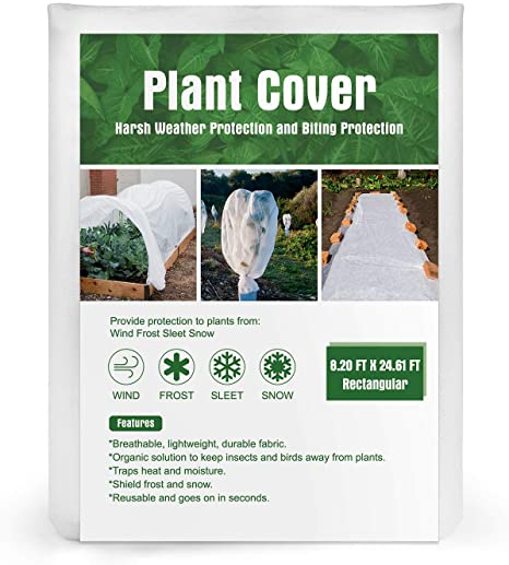 Kupton Plant Cover Freeze Protection, 8ft×24ft Reusable Rectangle Frost Protection Plant Blanket for Cold Weather Protection & Plant Growth