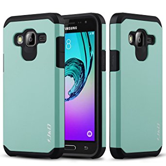 Galaxy J3 Case, J&D [Heavy Duty Protection] [Dual Layer] Hybrid Shock Proof Fully Protective Rugged Case for Samsung Galaxy J3 (2016 Released) - Mint