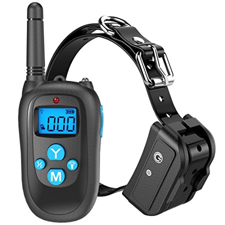 Peteast Remote Dog Training Collar, Rechargeable and All-Weather Resistant E-Collar Trainer with Beep, Vibration, and Shock for All Size Dogs (10Lbs - 100Lbs), 1000ft Range