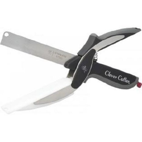 2 PACK-Clever Cutter 2 in 1 Cutting Board And Knife Scissors Stainless Steel Blades w/ BONUS Clever Peeler