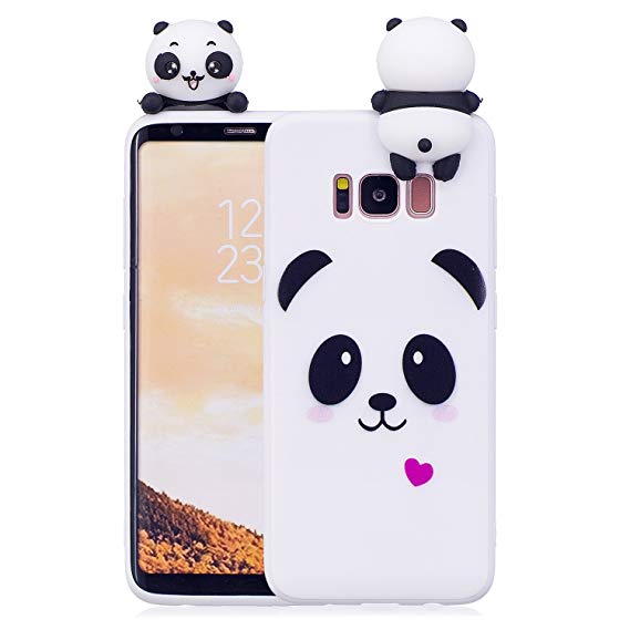 DAMONDY Galaxy S8 Case, 3D Cute Cartoon Animals Pattern Soft Silicone Gel Slim Design Rubber Thin Protective Cover Phone Case for Samsung Galaxy S8 (2017)-white panda