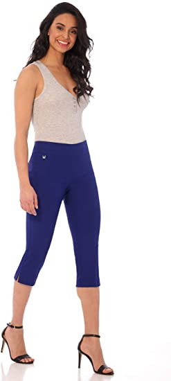 Rekucci Women's Straight Leg Comfort Capri w/Tummy Control and Secret Pocket