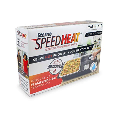Sterno 70343 SpeedHeat Flameless Food Warming System, 2 Value Kit Buffet Set